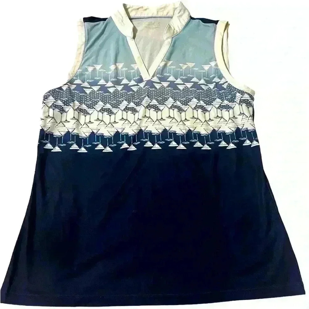 Coral Bay Women's M Golf Shirt With Martini Glasses!